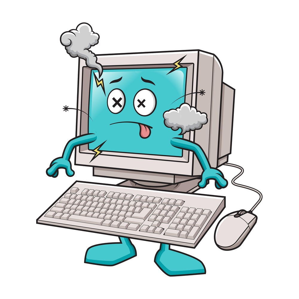 Broken computer exploding. PNG - JPG and vector EPS (infinitely scalable).