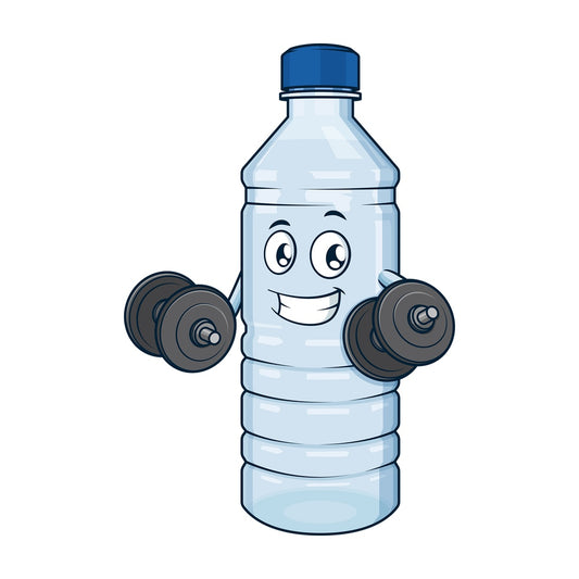 Water bottle lifting weights. PNG - JPG and vector EPS (infinitely scalable).