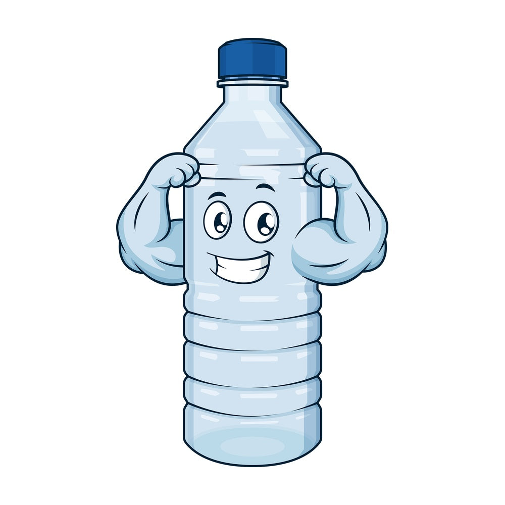 Strong water bottle flexing. PNG - JPG and vector EPS (infinitely scalable).