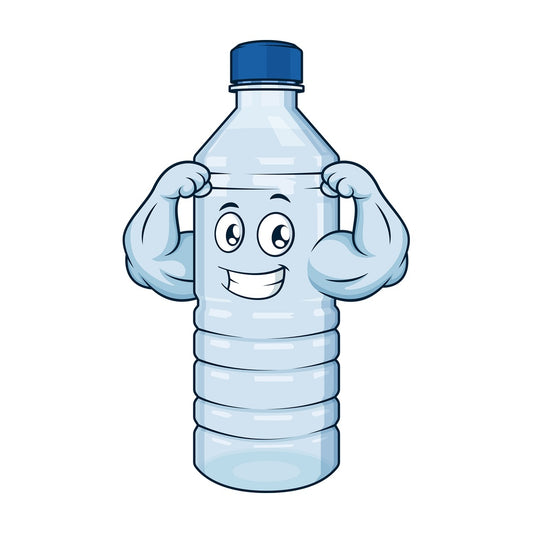 Strong water bottle flexing. PNG - JPG and vector EPS (infinitely scalable).