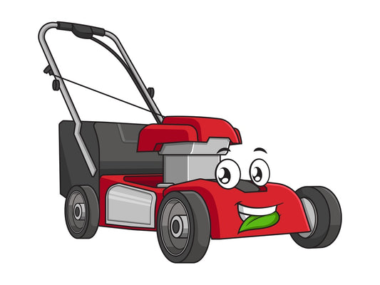 Lawn mower chewing a leaf. PNG - JPG and vector EPS (infinitely scalable).