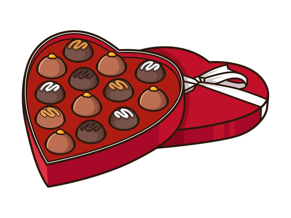 Heart-Shaped chocolate box. PNG - JPG and vector EPS file formats (infinitely scalable). Image isolated on transparent background.