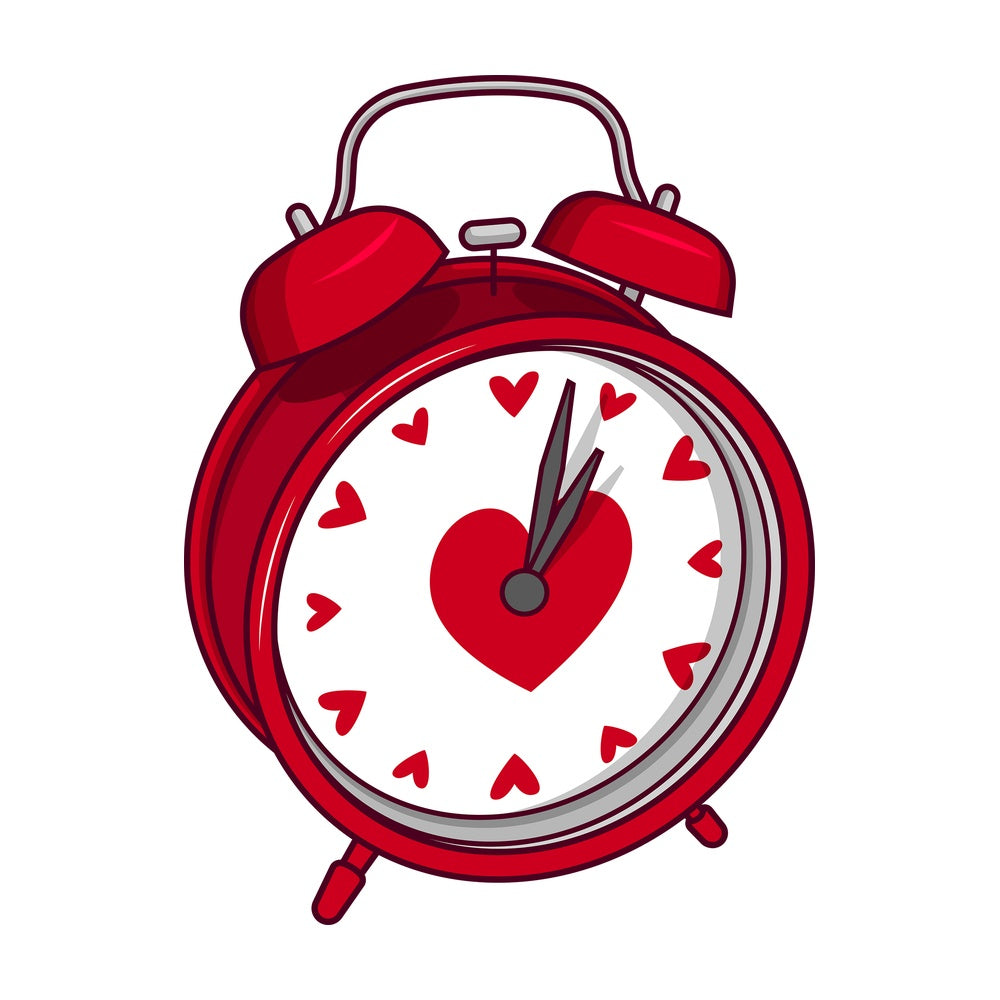 Valentine's day alarm clock. PNG - JPG and vector EPS file formats (infinitely scalable). Image isolated on transparent background.