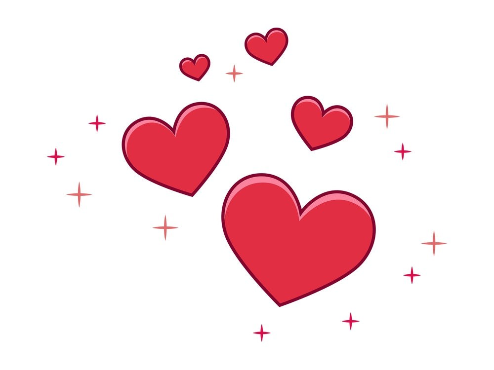 Red hearts and stars. PNG - JPG and vector EPS file formats (infinitely scalable). Image isolated on transparent background.