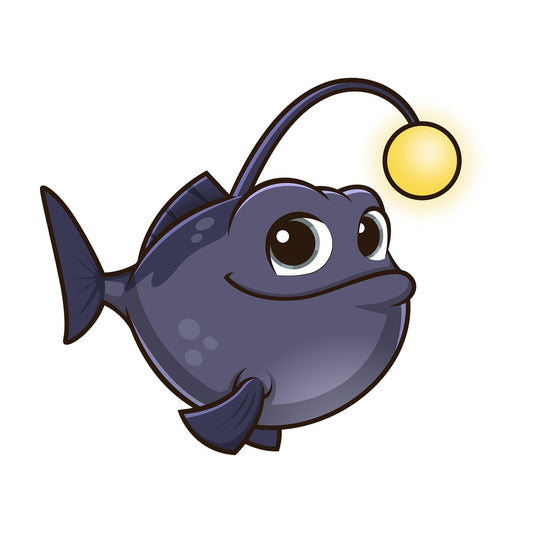 Cute anglerfish with light. PNG - JPG and vector EPS (infinitely scalable).