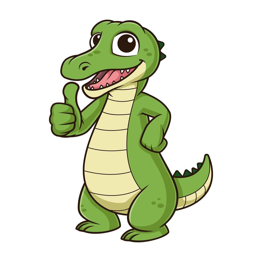 Alligator thumbs up. PNG - JPG and vector EPS (infinitely scalable).
