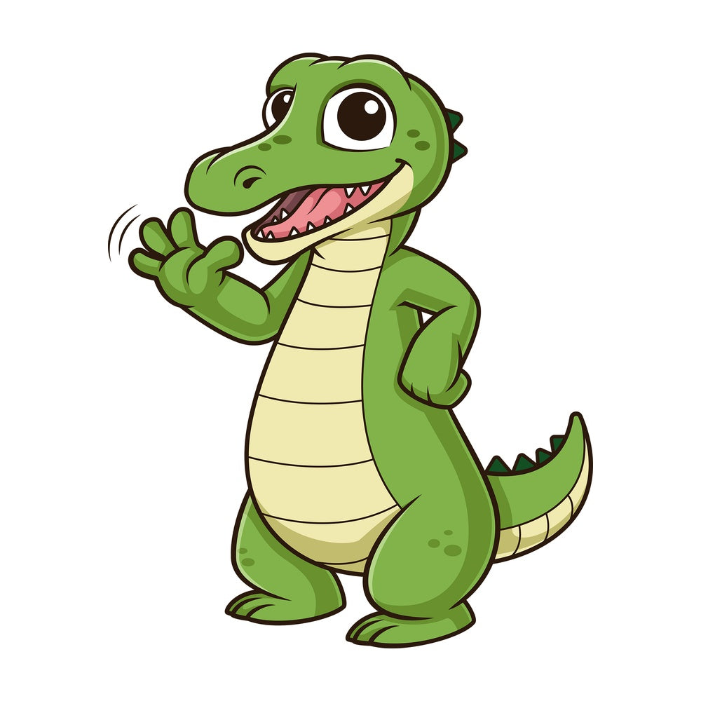 Alligator waving. PNG - JPG and vector EPS (infinitely scalable).