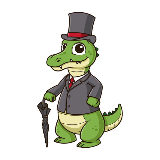Gentleman alligator with top hat. PNG - JPG and vector EPS (infinitely scalable).