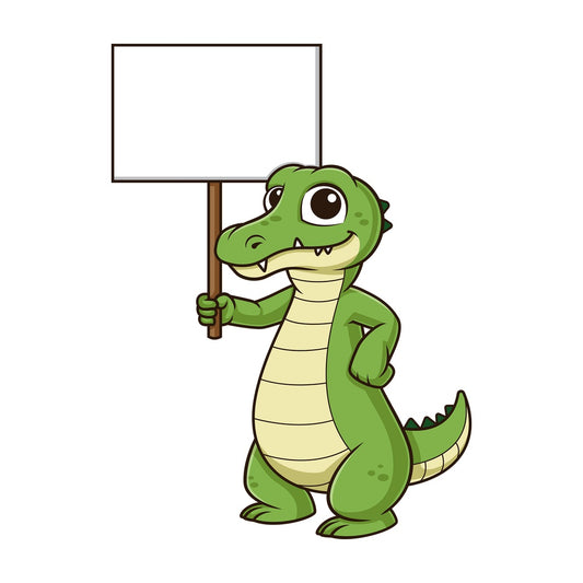 Alligator holding blank sign. PNG - JPG and vector EPS (infinitely scalable).
