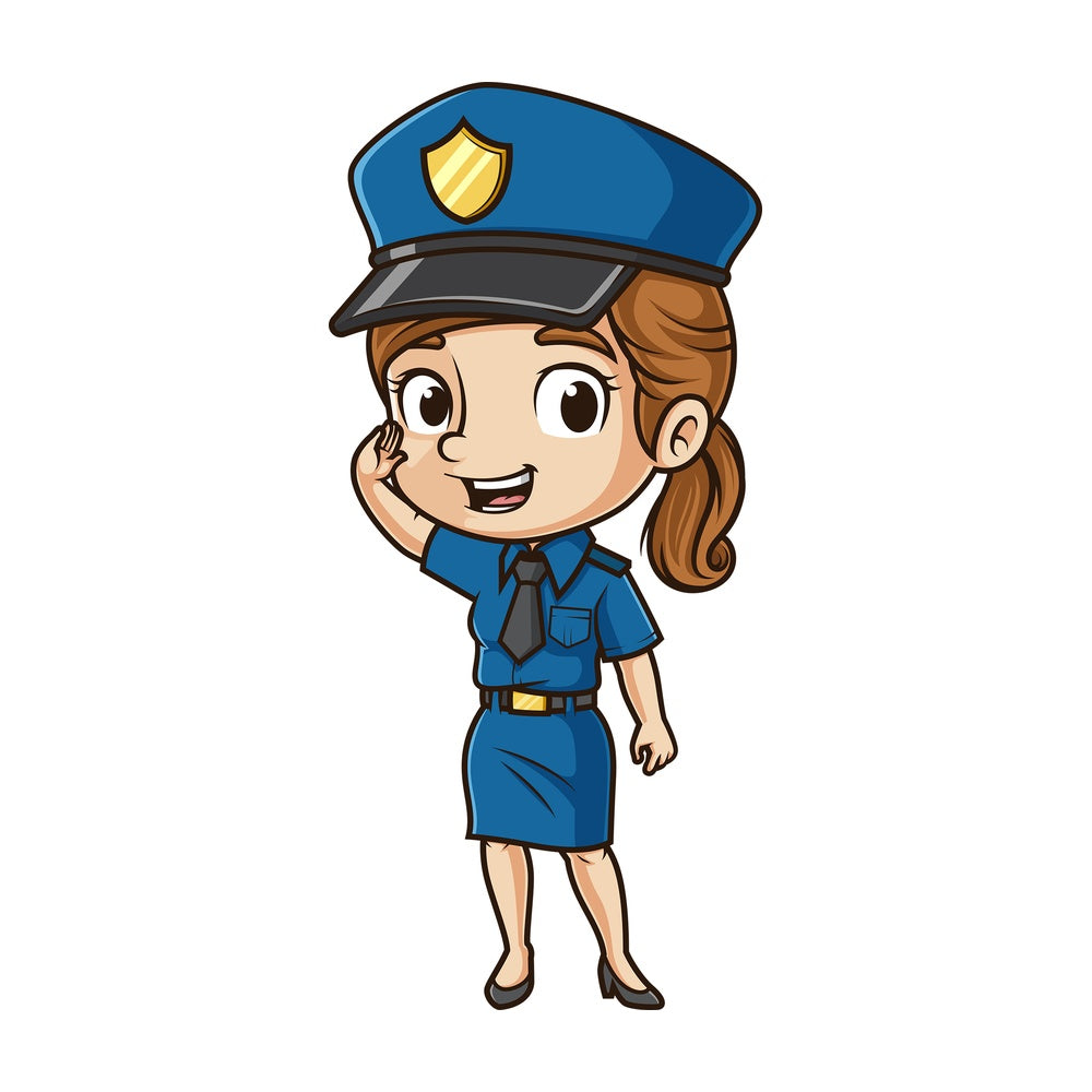 Cute policewoman saluting. PNG - JPG and vector EPS (infinitely scalable).