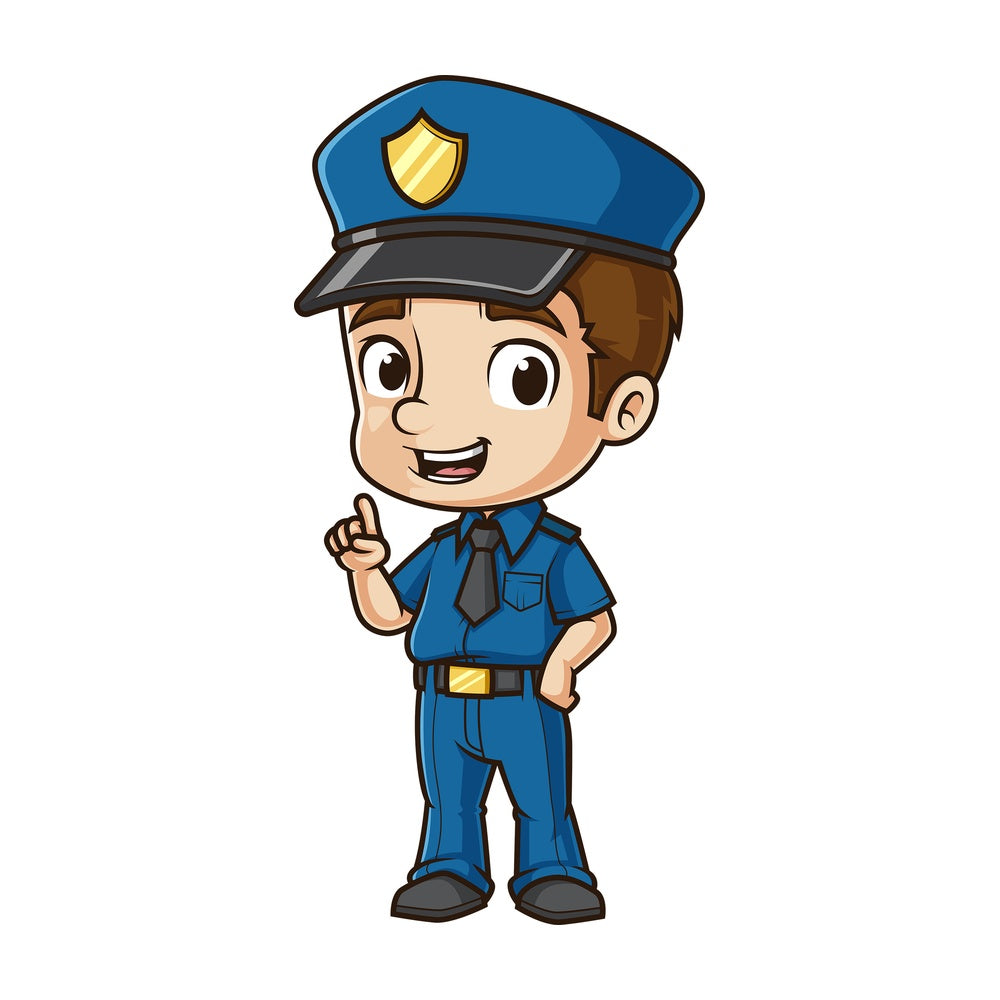 Cartoon policeman talking. PNG - JPG and vector EPS (infinitely scalable).