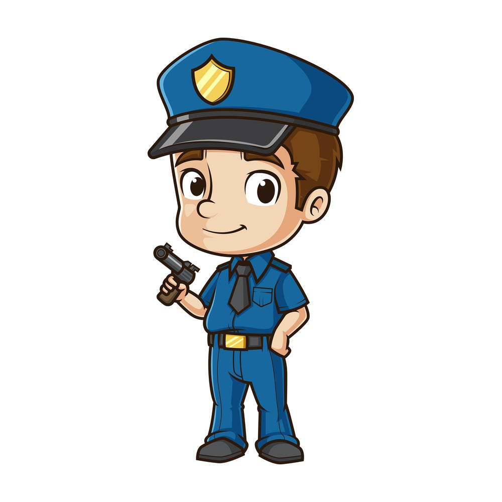 Cute policeman with pistol. PNG - JPG and vector EPS (infinitely scalable).