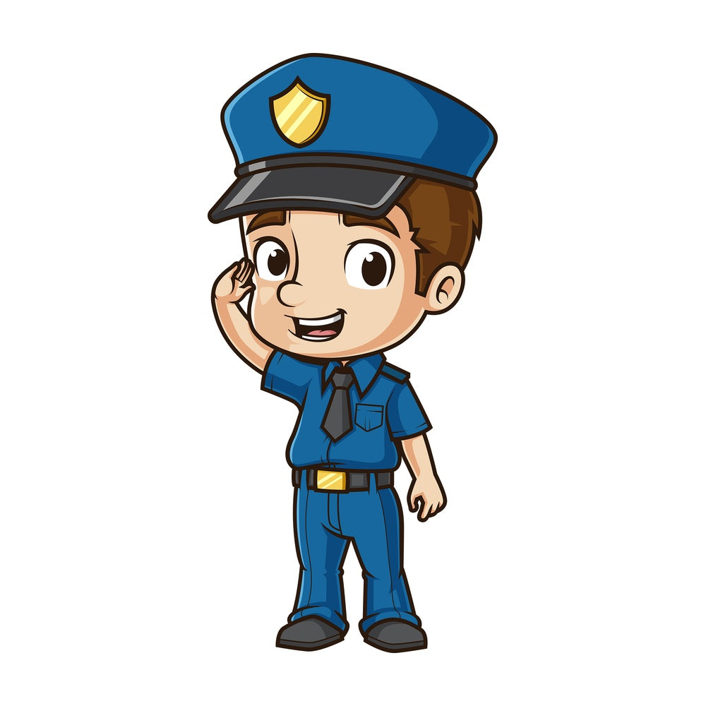 Cute policeman saluting. PNG - JPG and vector EPS (infinitely scalable).