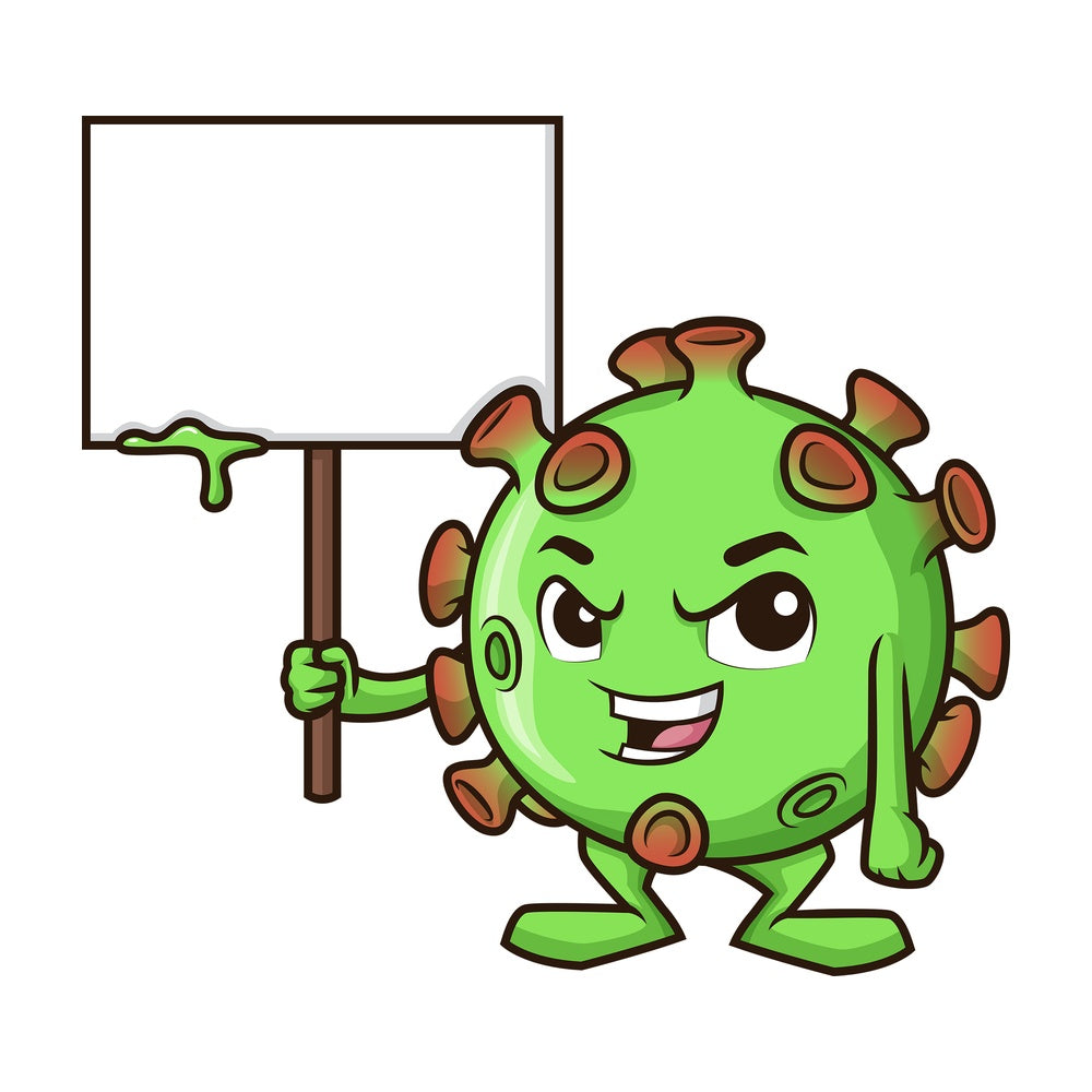 Coronavirus holding blank sign. PNG - JPG and vector EPS (infinitely scalable).