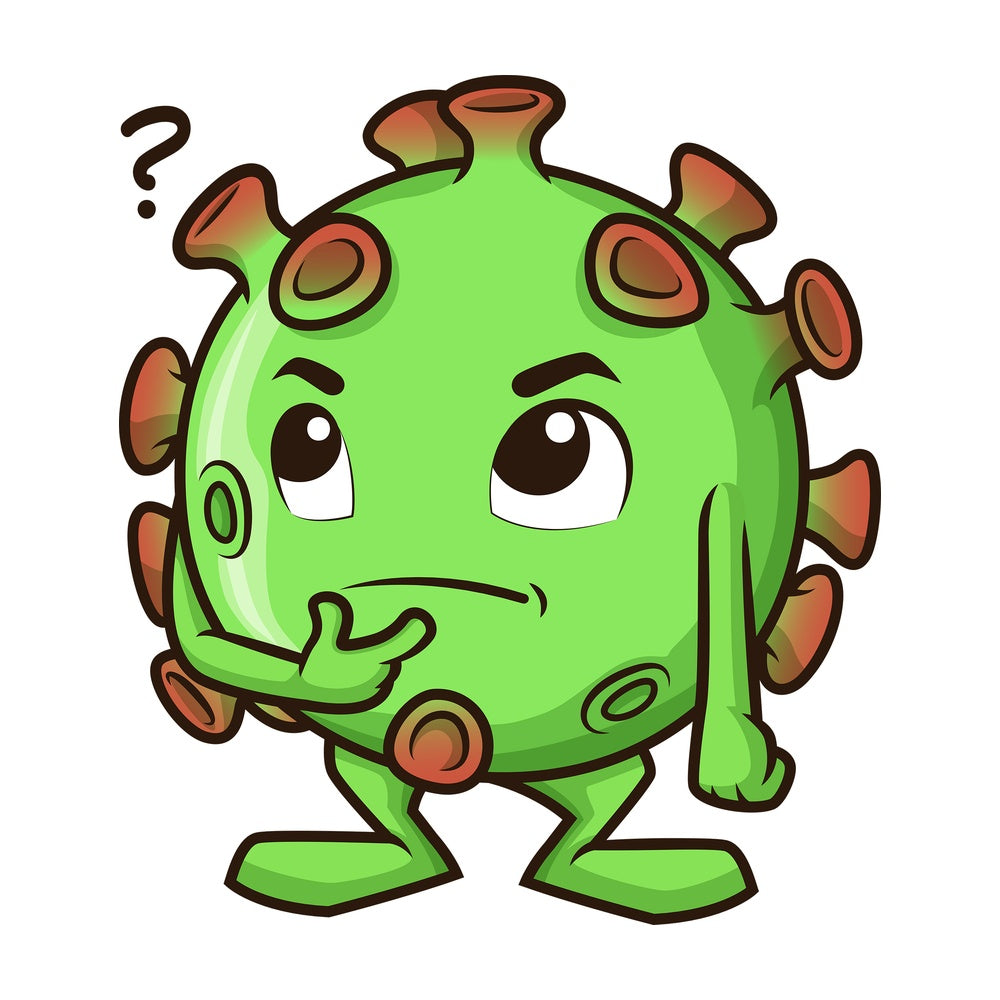 Thinking coronavirus. PNG - JPG and vector EPS (infinitely scalable).