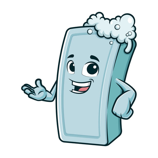 Cartoon soap bar presenting. PNG - JPG and vector EPS (infinitely scalable).