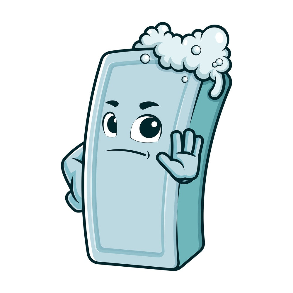 Cartoon soap bar stop gesture. PNG - JPG and vector EPS (infinitely scalable).