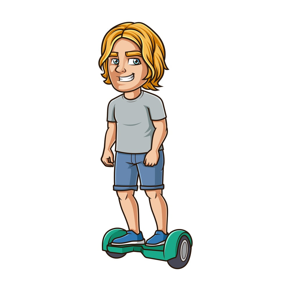 Caucasian man riding a hoverboard. PNG - JPG and vector EPS (infinitely scalable).
