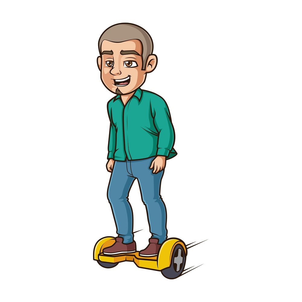 Latino man on hoverboard. PNG - JPG and vector EPS (infinitely scalable).