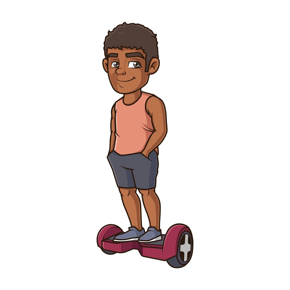 Black man on hoverboard. PNG - JPG and vector EPS (infinitely scalable).