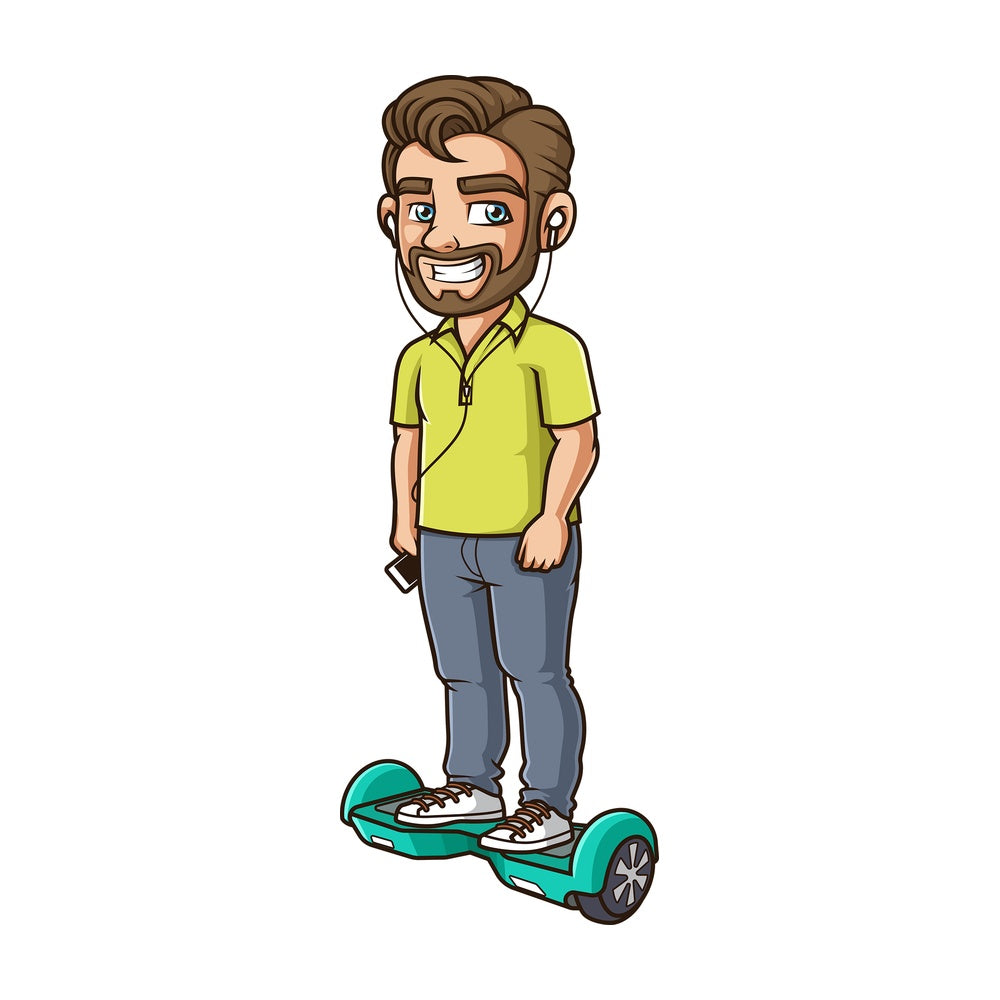 Chill guy on hoverboard. PNG - JPG and vector EPS (infinitely scalable).