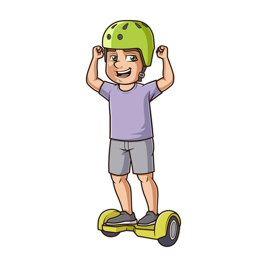 Cheerful man on hoverboard. PNG - JPG and vector EPS (infinitely scalable).