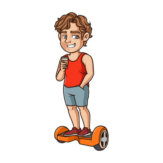Cool dude on hoverboard. PNG - JPG and vector EPS (infinitely scalable).