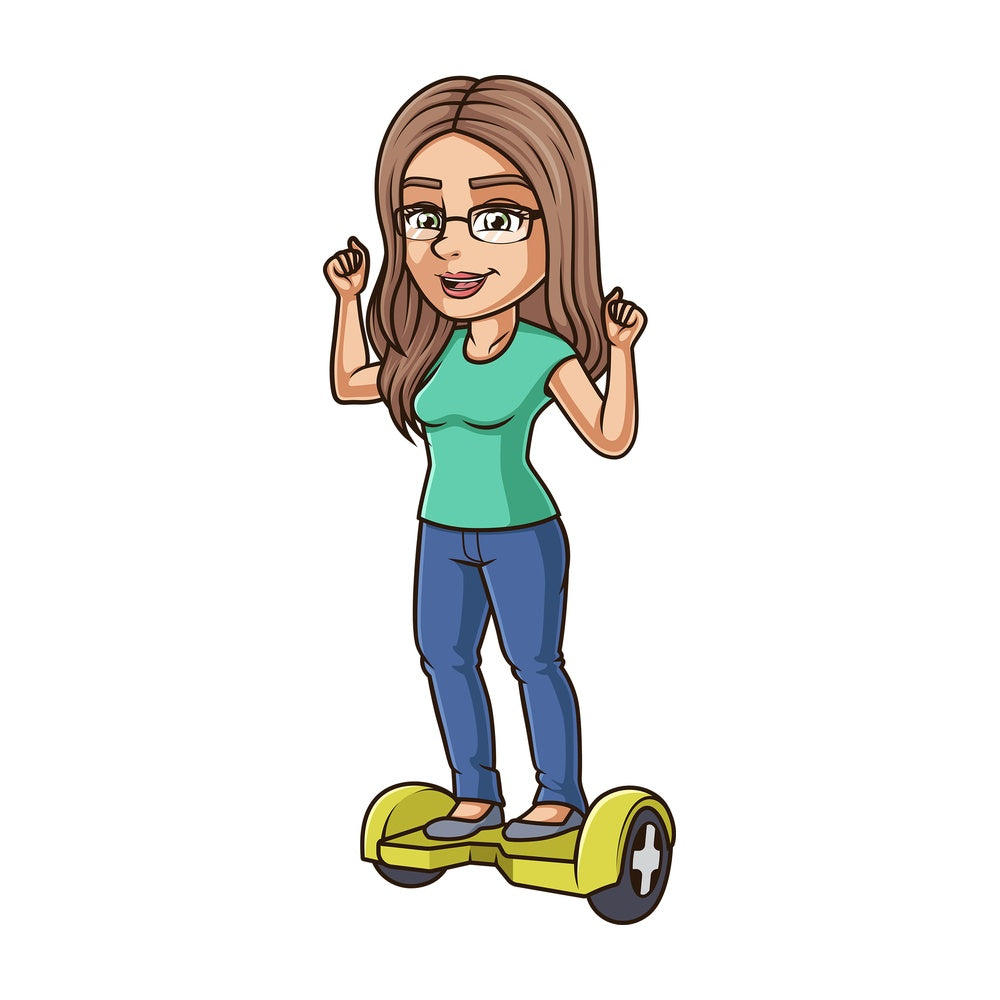 Cheerful woman riding hoverboard. PNG - JPG and vector EPS (infinitely scalable).