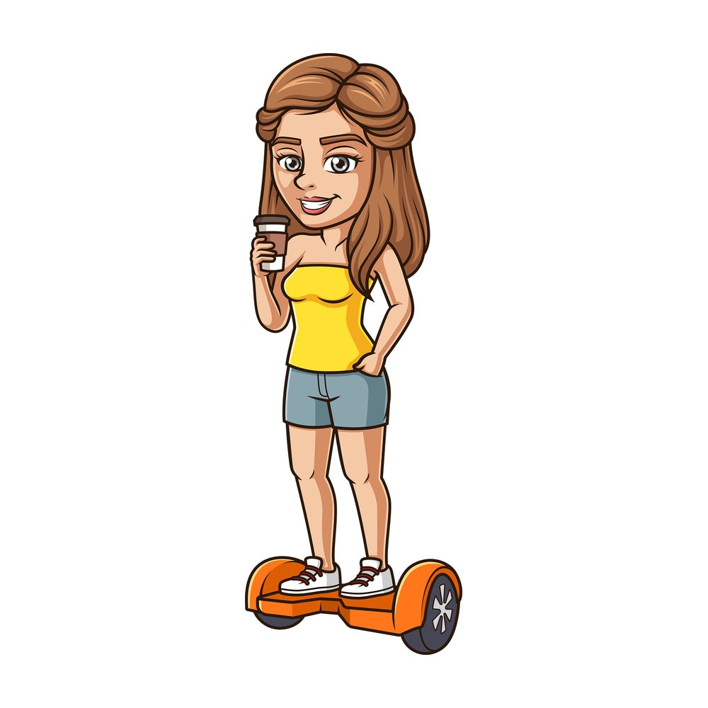 Cool girl riding hoverboard. PNG - JPG and vector EPS (infinitely scalable).