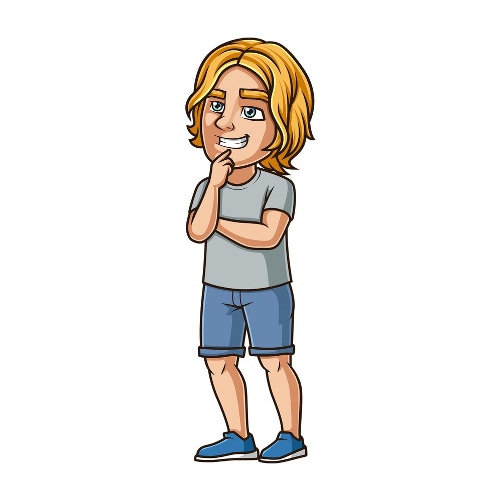 Charming man thinking. PNG - JPG and vector EPS (infinitely scalable).
