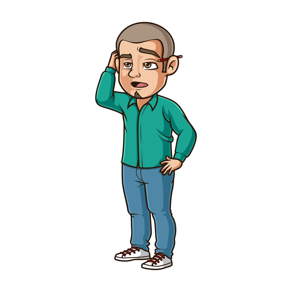 Latino man thinking. PNG - JPG and vector EPS (infinitely scalable).