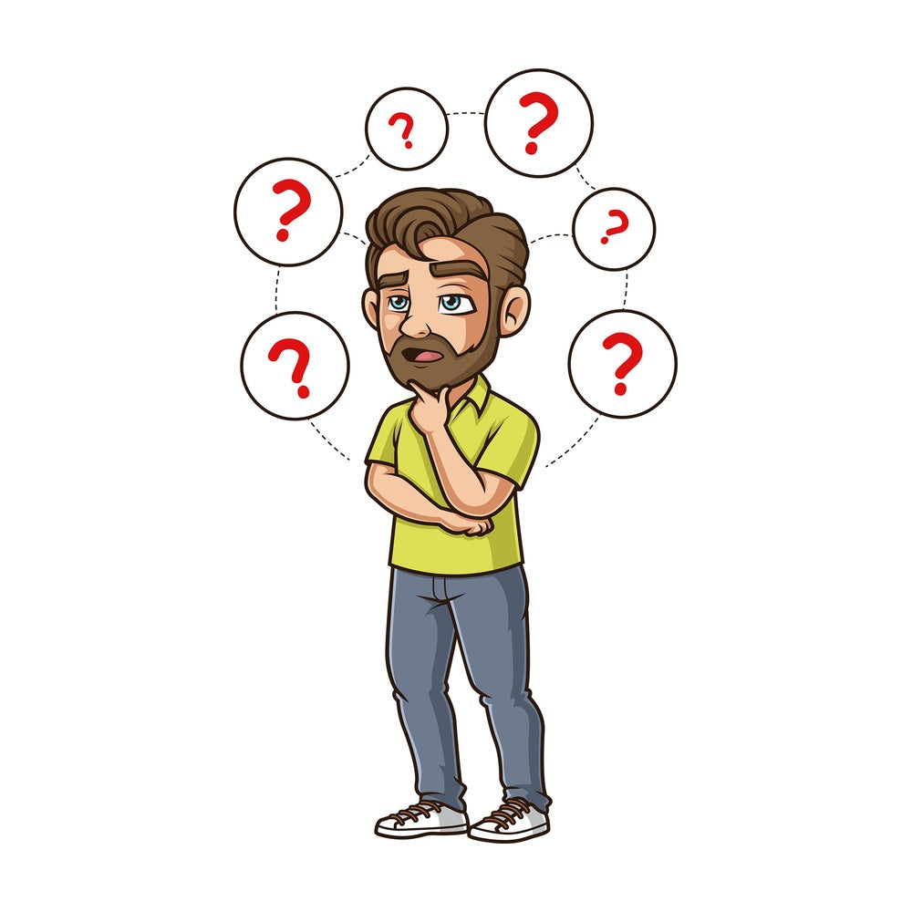 Man contemplating choices. PNG - JPG and vector EPS (infinitely scalable).