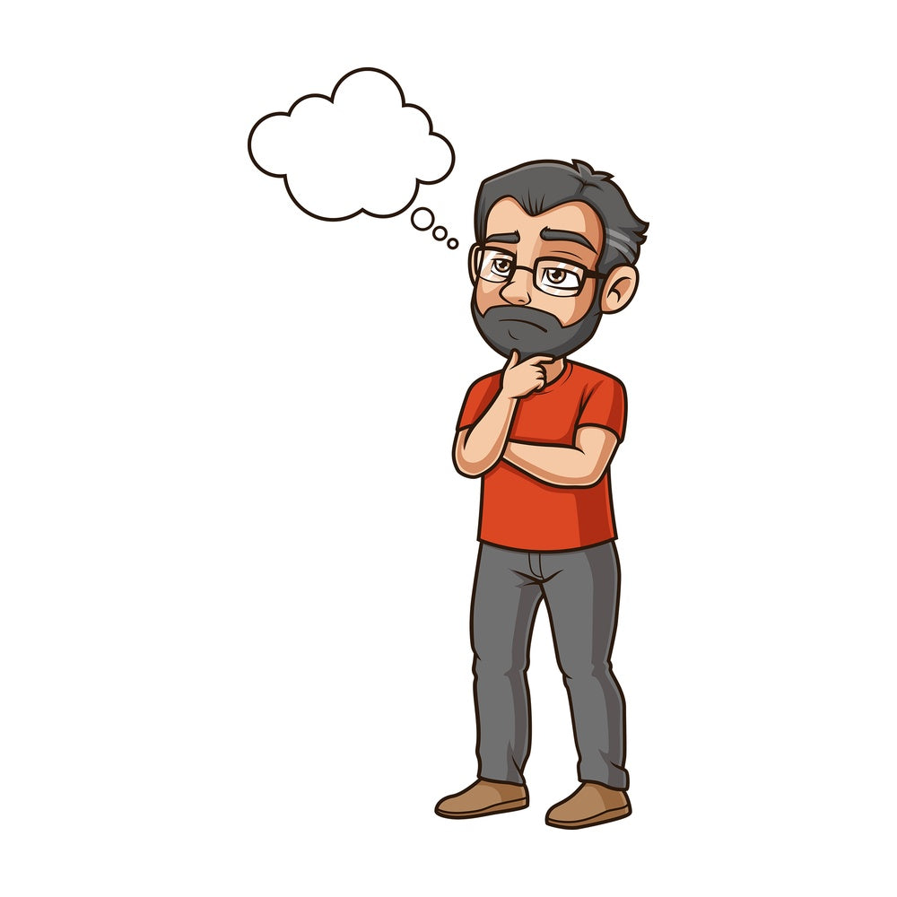 Middle-Aged man thinking bubble. PNG - JPG and vector EPS (infinitely scalable).
