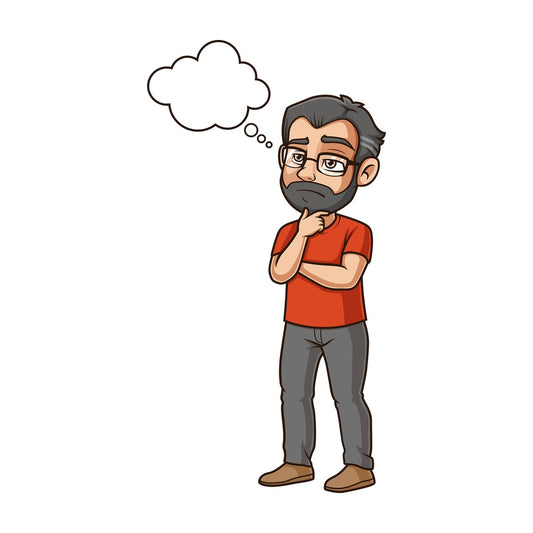 Middle-Aged man thinking bubble. PNG - JPG and vector EPS (infinitely scalable).