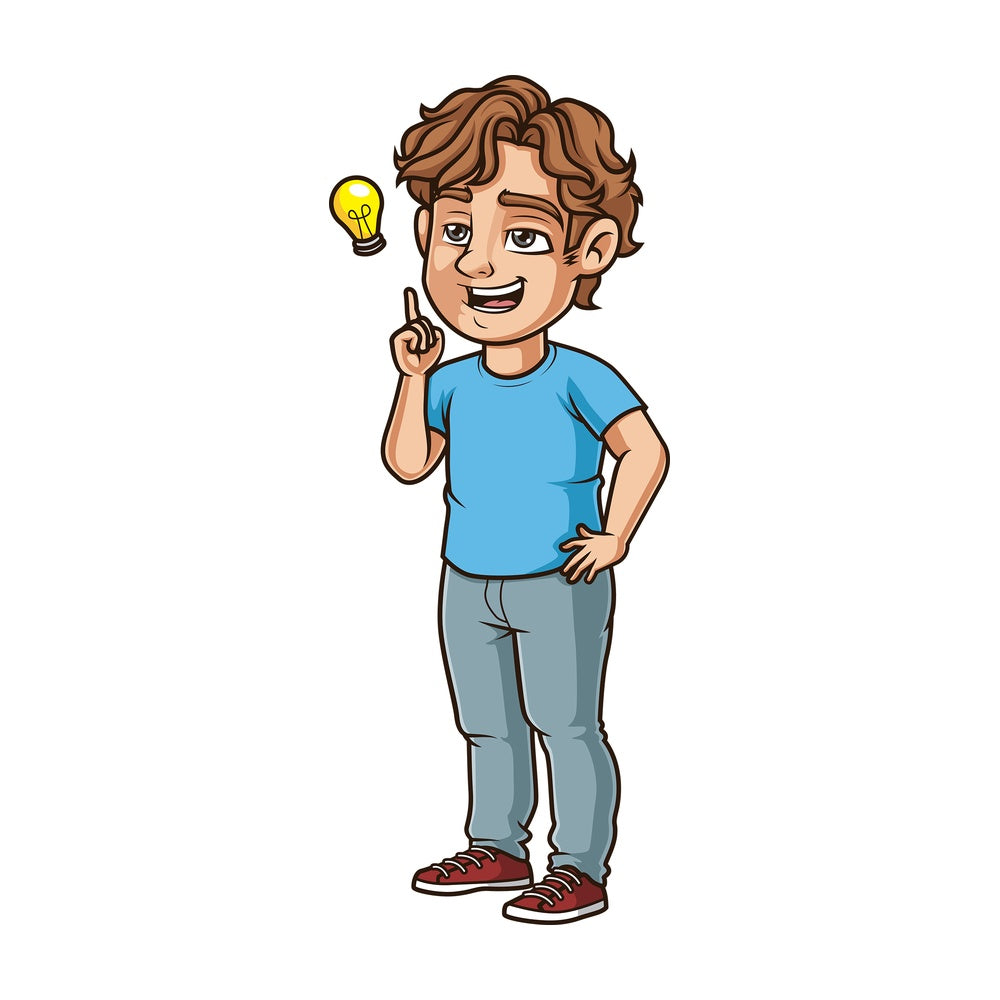 Young man thinking of an idea. PNG - JPG and vector EPS (infinitely scalable).