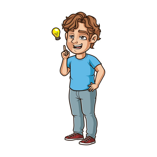 Young man thinking of an idea. PNG - JPG and vector EPS (infinitely scalable).