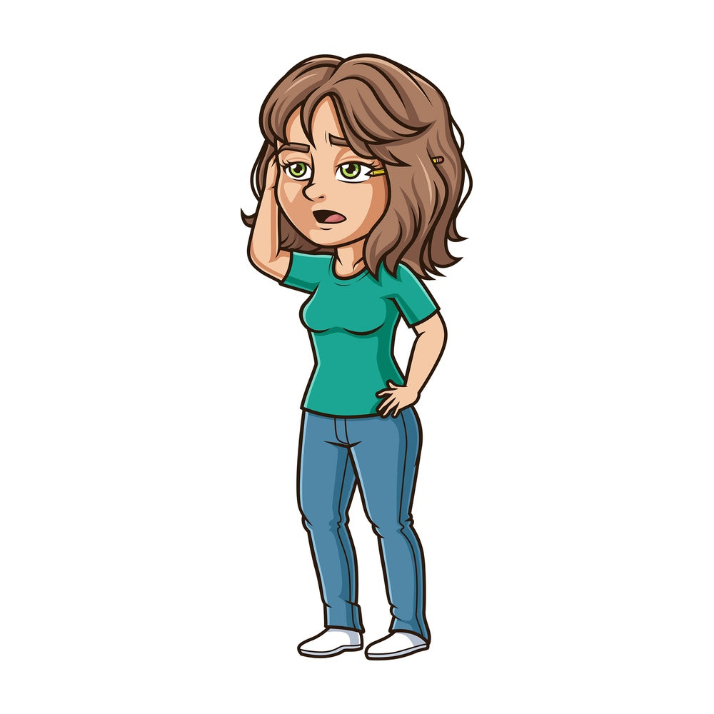 Latin woman thinking. PNG - JPG and vector EPS (infinitely scalable).