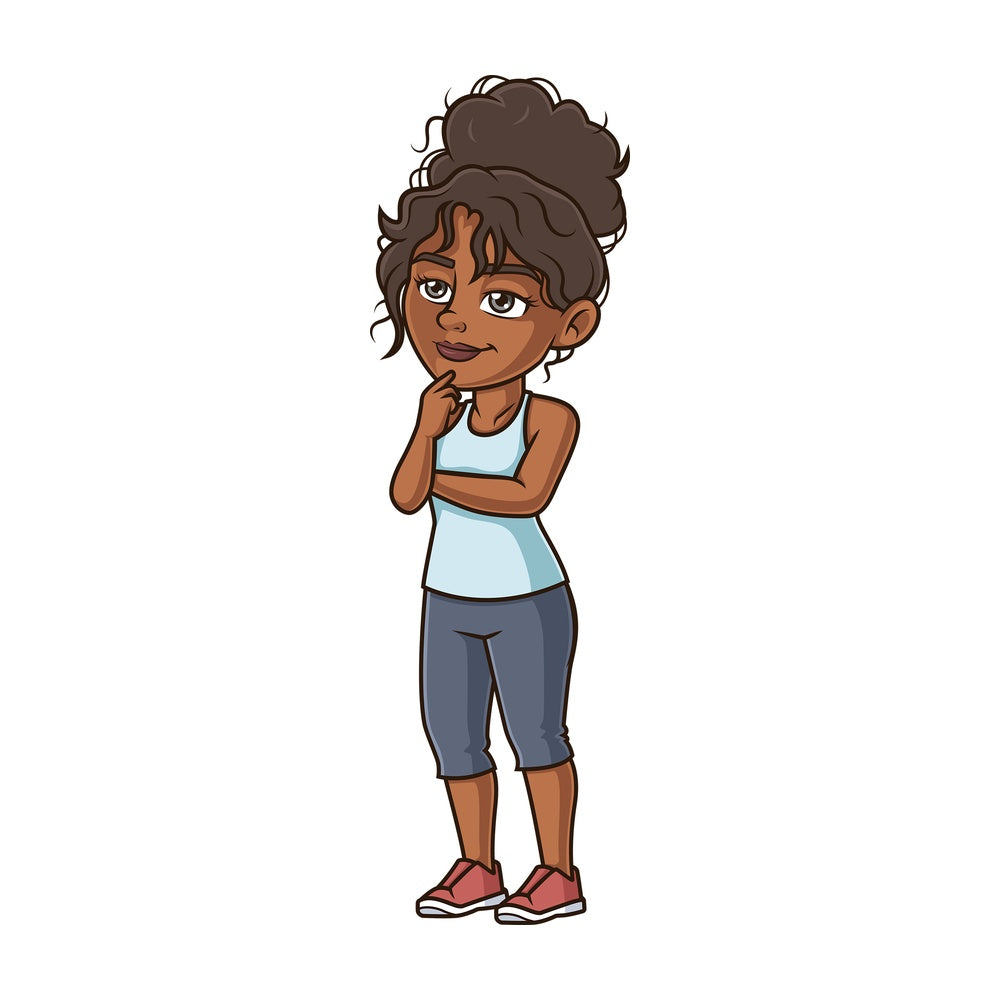 Black woman thinking. PNG - JPG and vector EPS (infinitely scalable).