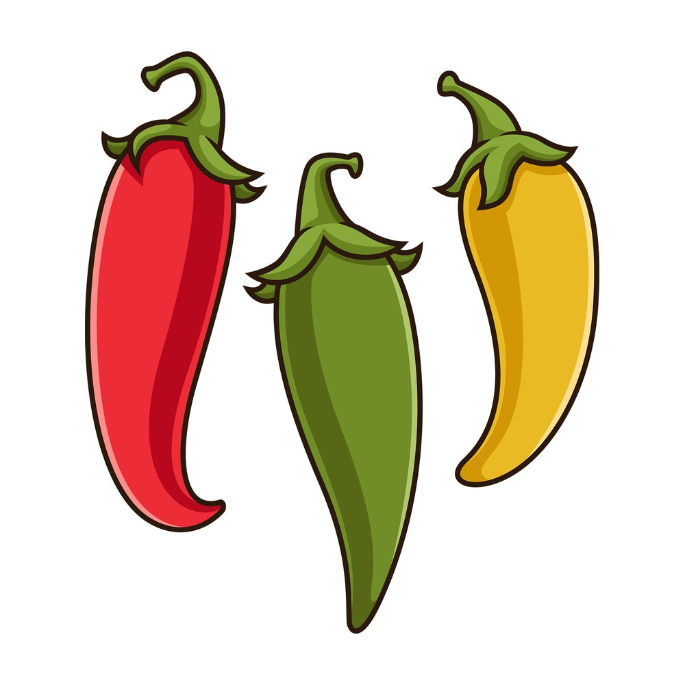 Three chili peppers. PNG - JPG and vector EPS file formats (infinitely scalable). Image isolated on transparent background.