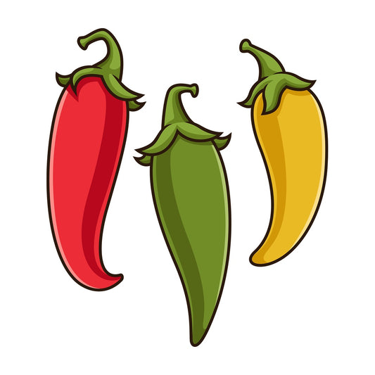 Three chili peppers. PNG - JPG and vector EPS file formats (infinitely scalable). Image isolated on transparent background.