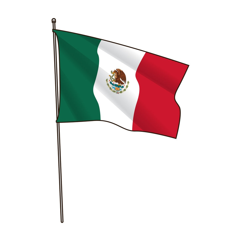 Mexican flag. PNG - JPG and vector EPS file formats (infinitely scalable). Image isolated on transparent background.