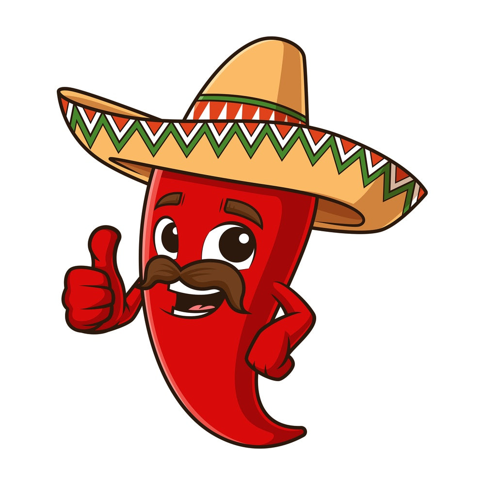 Mexican red chili pepper thumbs up. PNG - JPG and vector EPS file formats (infinitely scalable). Image isolated on transparent background.