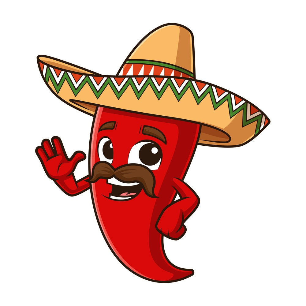 Happy mexican red pepper waving. PNG - JPG and vector EPS file formats (infinitely scalable). Image isolated on transparent background.