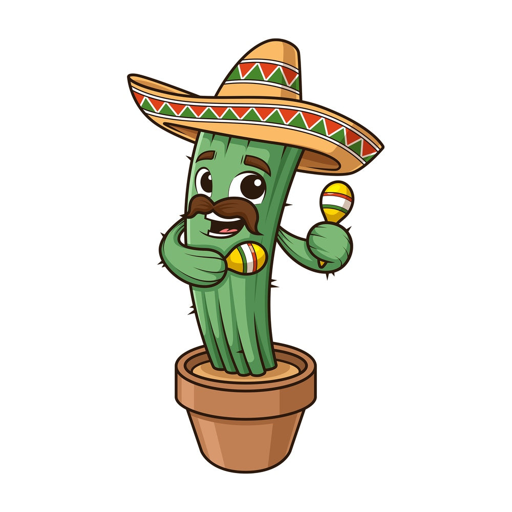 Mexican cactus shaking maracas. PNG - JPG and vector EPS (infinitely scalable).