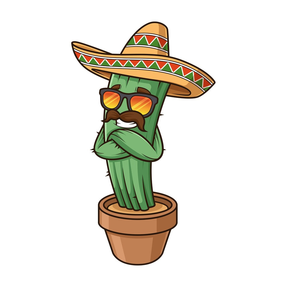 Mexican cactus with sunglasses. PNG - JPG and vector EPS (infinitely scalable).