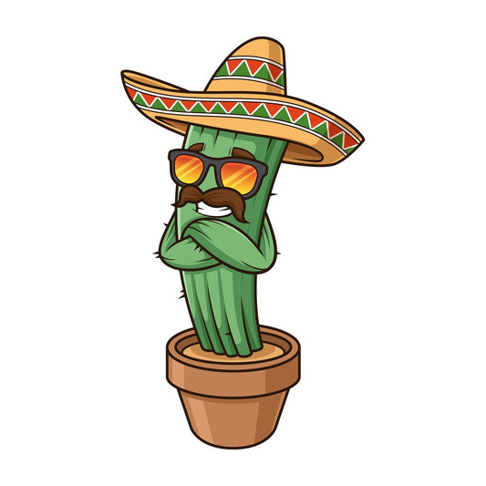Mexican cactus with sunglasses. PNG - JPG and vector EPS (infinitely scalable).