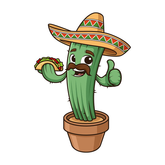 Mexican cactus holding taco. PNG - JPG and vector EPS (infinitely scalable).
