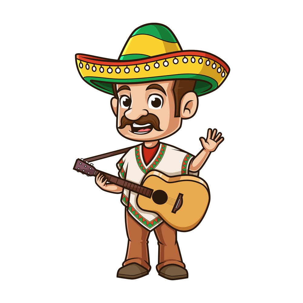 Happy mexican man waving. PNG - JPG and vector EPS (infinitely scalable).