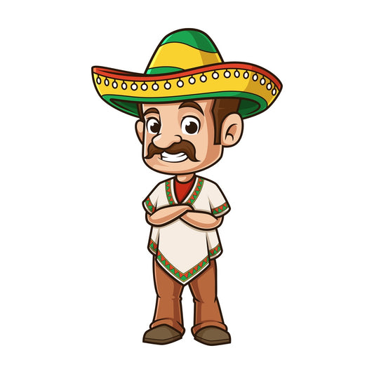 Mexican man arms crossed. PNG - JPG and vector EPS (infinitely scalable).