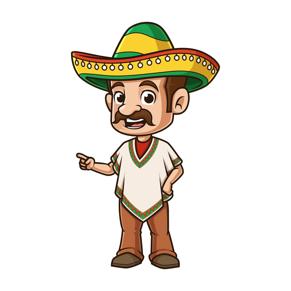 Mexican man presenting. PNG - JPG and vector EPS (infinitely scalable).